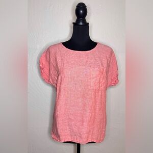 L.L. BEAN 100%‎ Linen Blouse in Pink/Peach Women’s Size Small